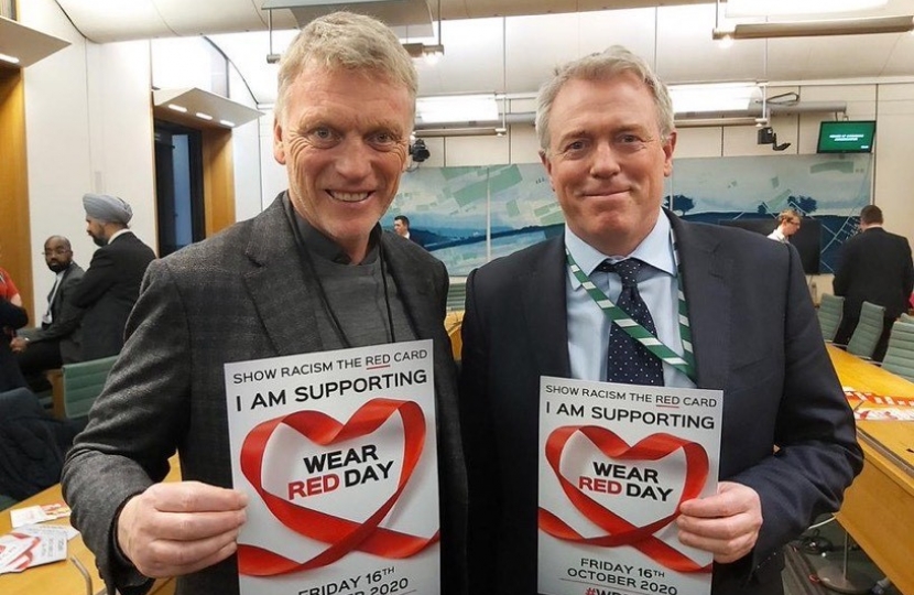 James Sunderland MP and David Moyes at the 'Show Racism the Red Card' event in Westminster