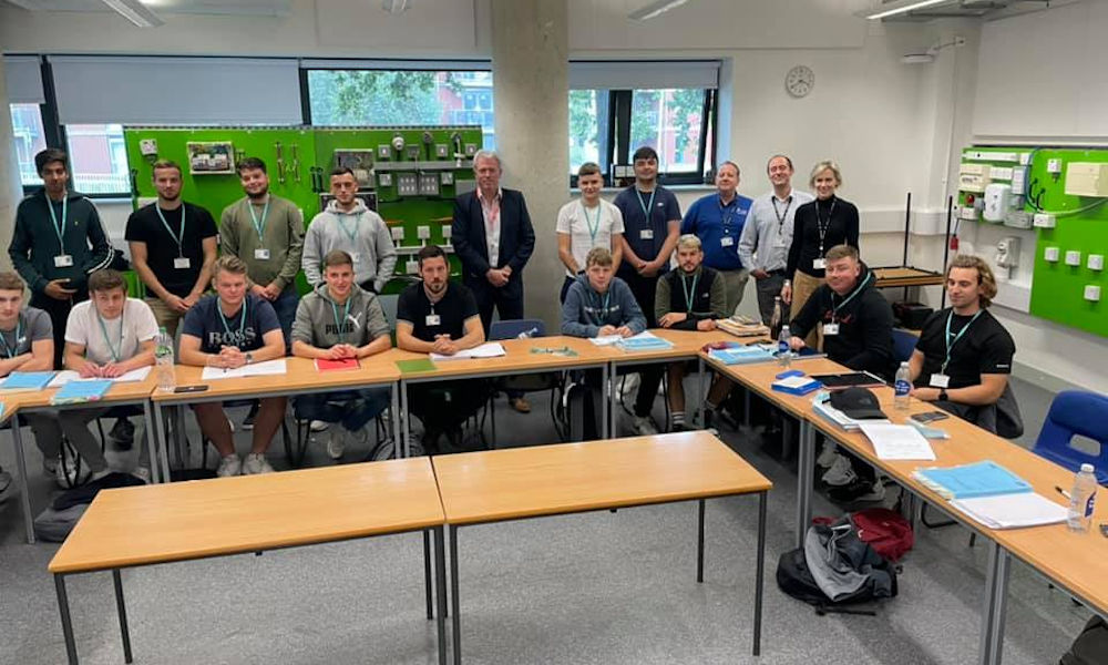 James Sunderland MP with apprentices at Bracknell and Wokingham College