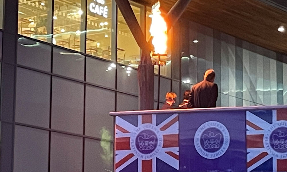 Lighting the beacon at the Queen's Platinum Jubilee celebration at The Lexicon Bracknell