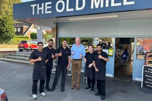 James Sunderland with the team at The Old Mill Café in Sandhurst